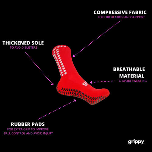Grippy Red Football Grip Socks